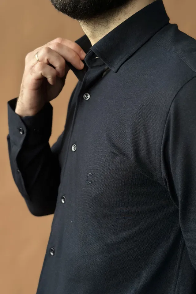 Чоловіча сорочка Slim Fit чорна  (арт. 2547)