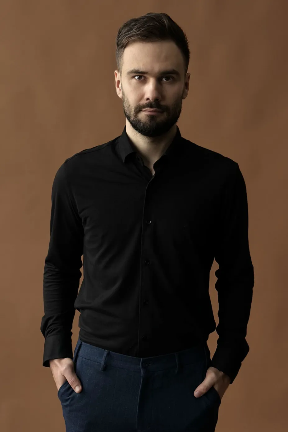 Чоловіча сорочка Slim Fit чорна, (арт. 2547)
