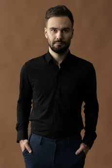 Чоловіча сорочка Slim Fit чорна  (арт. 2547) - Corner