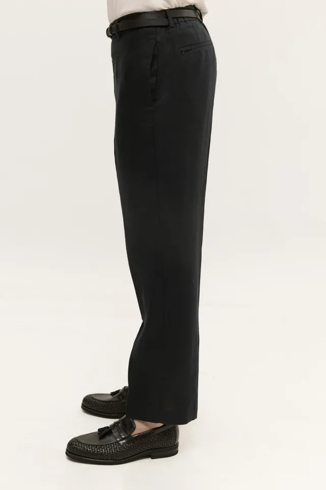 Чоловічі штани Regular Fit чорні лляні  (арт. 3221)