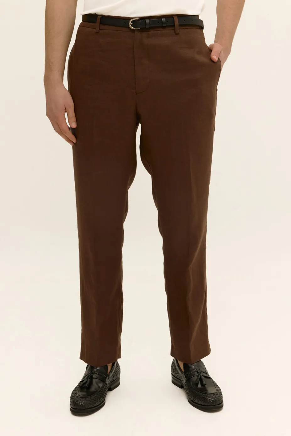 Чоловічі штани Regular Fit коричневі лляні  (арт. 3222)