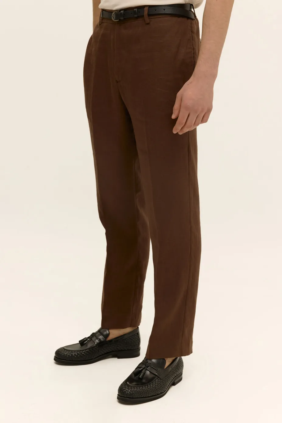 Чоловічі штани Regular Fit коричневі лляні, (арт. 3222)