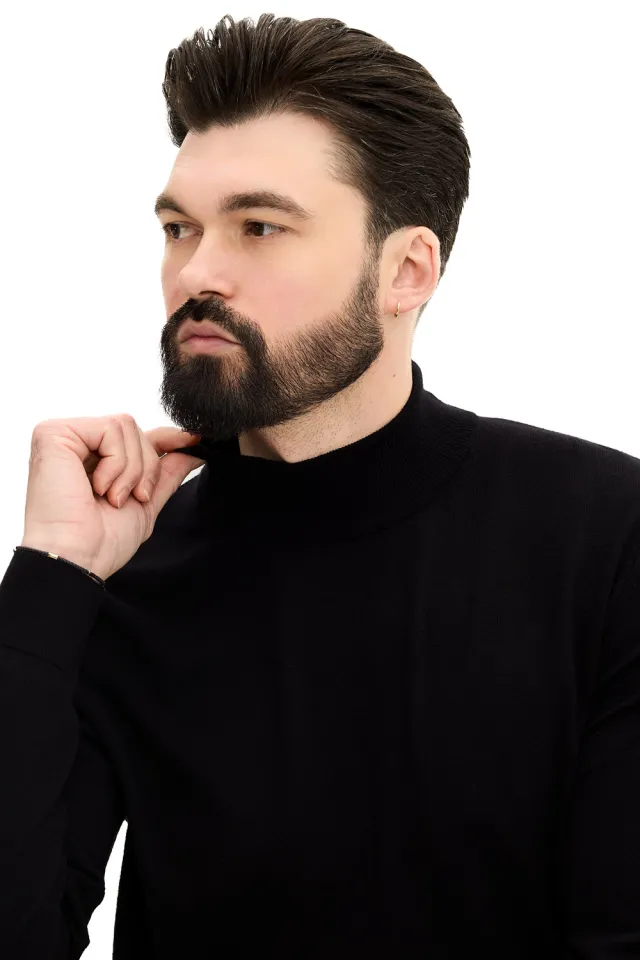 Чоловічий гольф на стійку чорний  (арт. 3097)