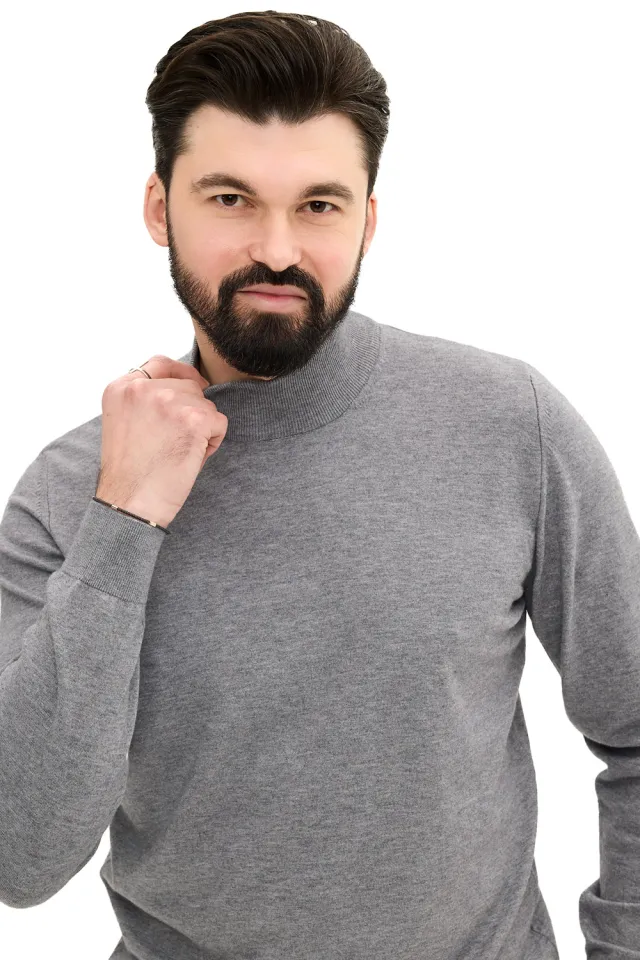 Чоловічий гольф на стійку сірий  (арт. 3100)