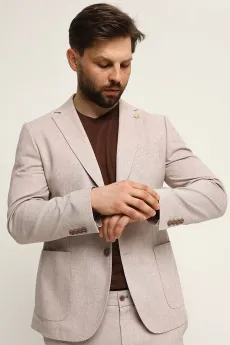 Чоловічий костюм двійка лляний бежевий  (арт. 3238) - Corner