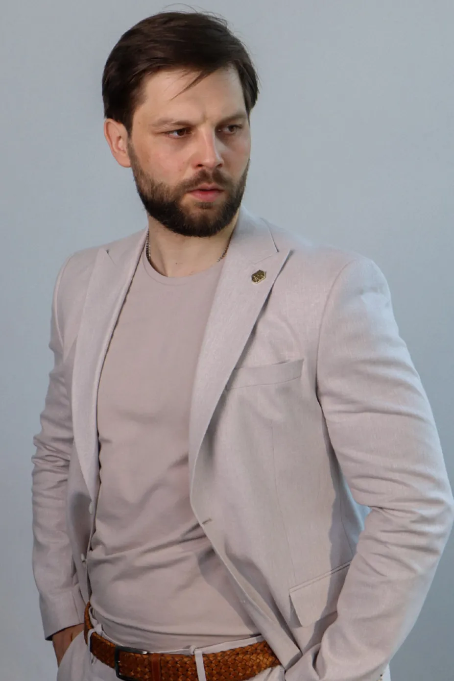 Чоловічий стильний костюм двійка сірий  (арт. 2275)