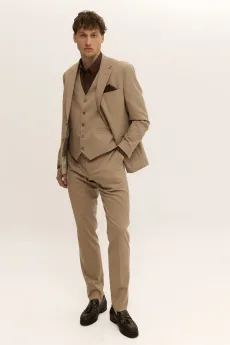 Чоловічий костюм трійка бежевий  (арт. 3247) - Corner