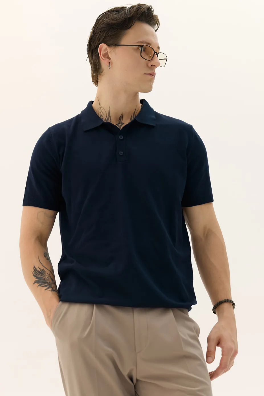 Футболка чоловіча поло Navy Blue на гудзиках, (арт. 3280)